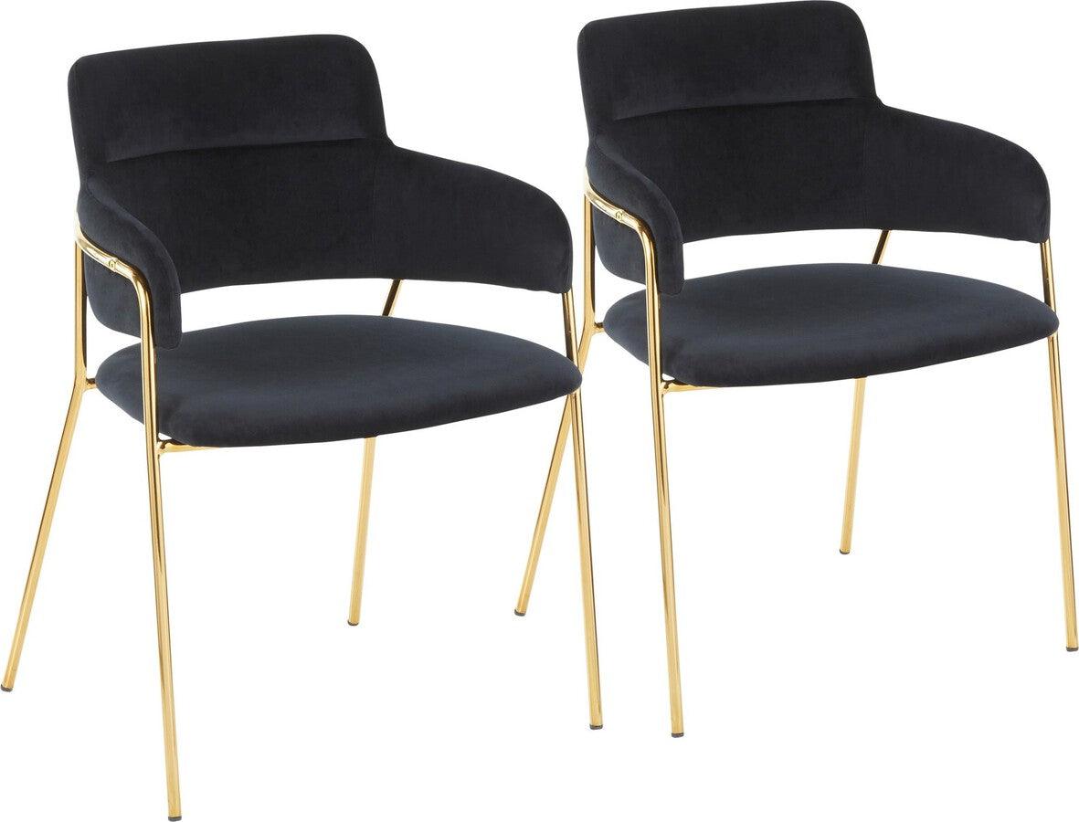 Lumisource Dining Chairs - Napoli Contemporary Chair in Gold Metal and Black Velvet - Set of 2