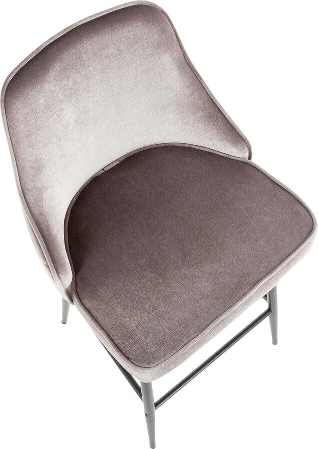 Lumisource Barstools - Marcel Contemporary Counter Stool in Black Metal and Silver Velvet - Set of 2