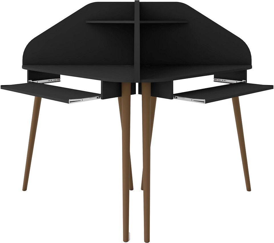 Manhattan Comfort Desks - Bradley 4-Piece Round Sectional Cubicle Desk Black