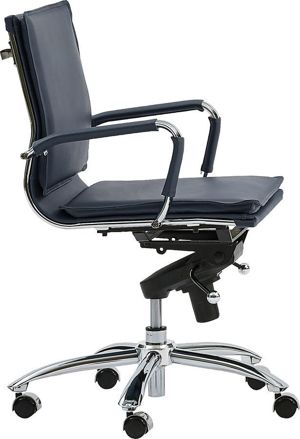 Euro Style Task Chairs - Gunar Pro Low Back Office Chair With Armrests Blue