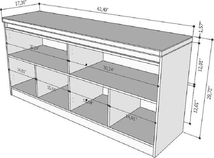 Manhattan Comfort Buffets & Sideboards - Viennese 62.99 in. 6- Shelf Buffet Cabinet with Mirrors in White Gloss