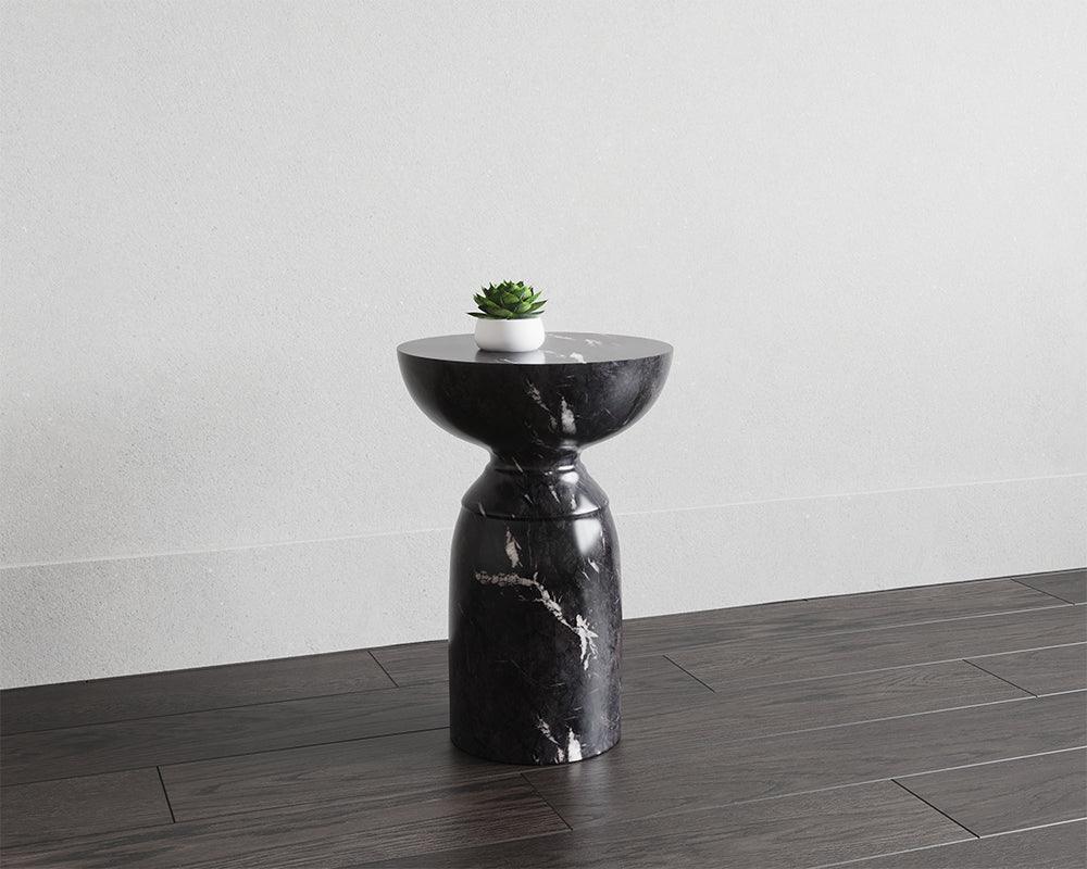 SUNPAN Side & End Tables - Goya End Table - Marble Look - Black