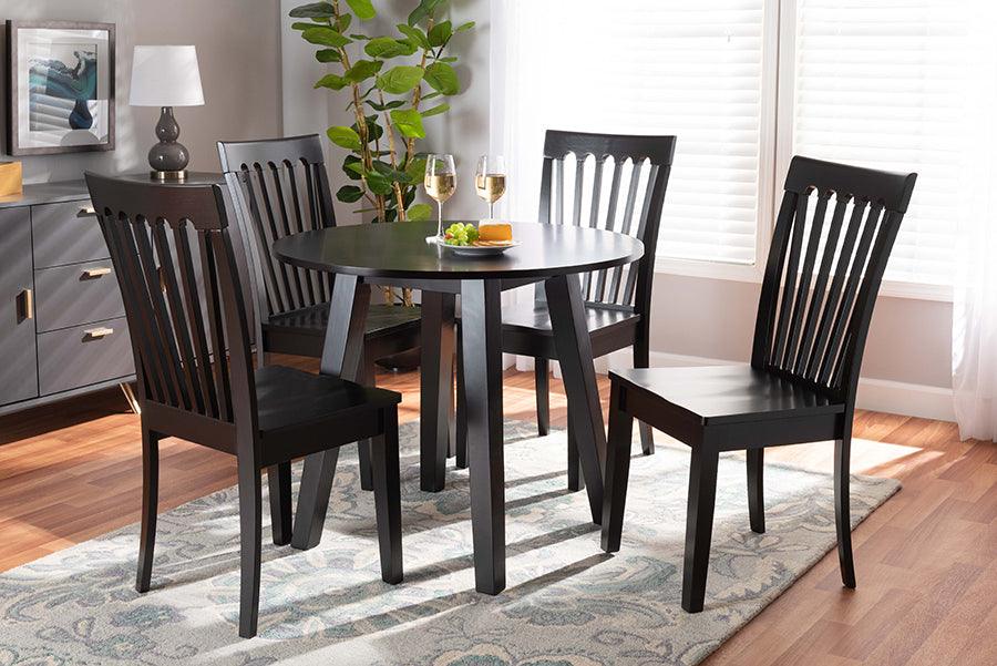 Wholesale Interiors Dining Sets - Zala Dark Brown Finished Wood 5-Piece Dining Set