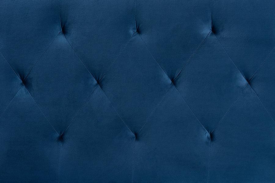 Wholesale Interiors Headboards - Felix Navy Blue Velvet Fabric Upholstered Full Size Headboard
