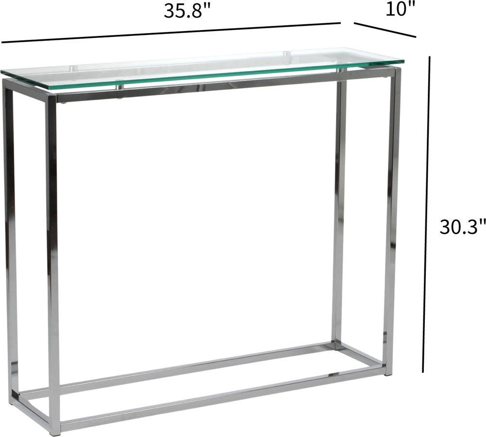 Euro Style Consoles - Sandor Console Table with Clear Tempered Glass Top and Chrome Frame