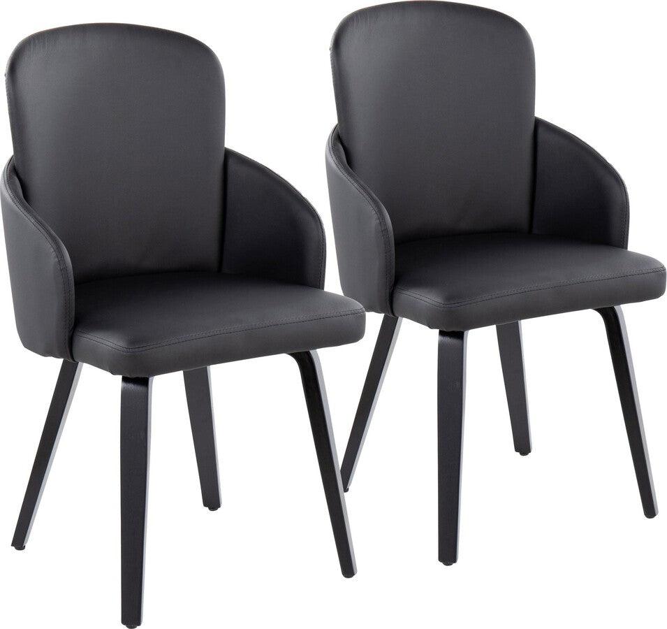 Lumisource Dining Chairs - Dahlia Contemporary Dining Chair In Black Wood & Black Faux Leather With Chrome Accent (Set of 2)