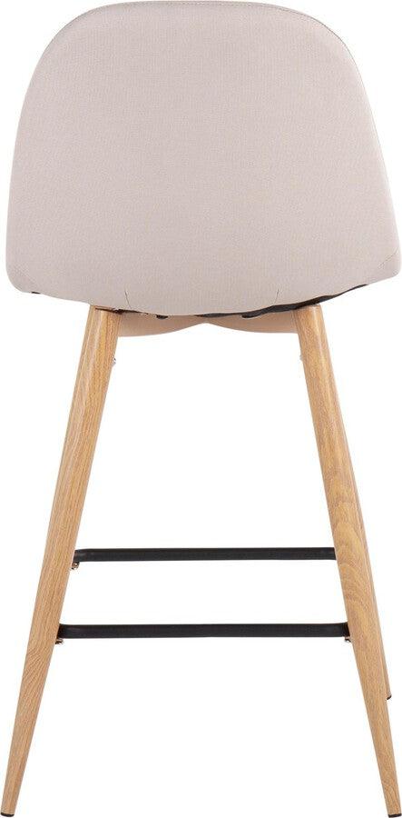 Lumisource Barstools - Pebble Counter Stool In Natural Metal & Beige Fabric (Set of 2)