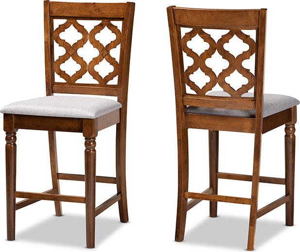 Wholesale Interiors Barstools - Ramiro Grey & Walnut Brown Finished Wood 2-Piece Counter Stool Set