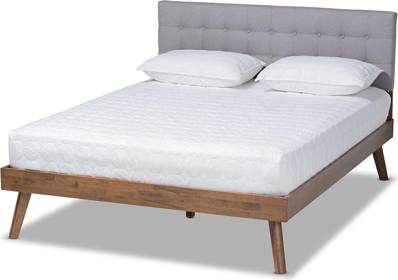 Wholesale Interiors Beds - Devan Queen Bed Light Gray & Walnut