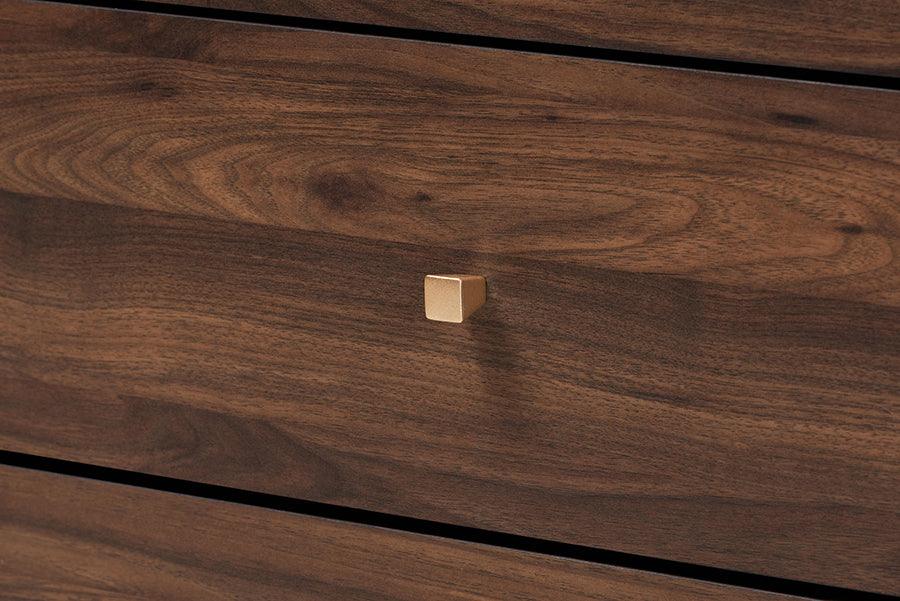 Wholesale Interiors Dressers - Cormac Modern and Contemporary Walnut Brown Wood and Gold Metal 8-Drawer Dresser