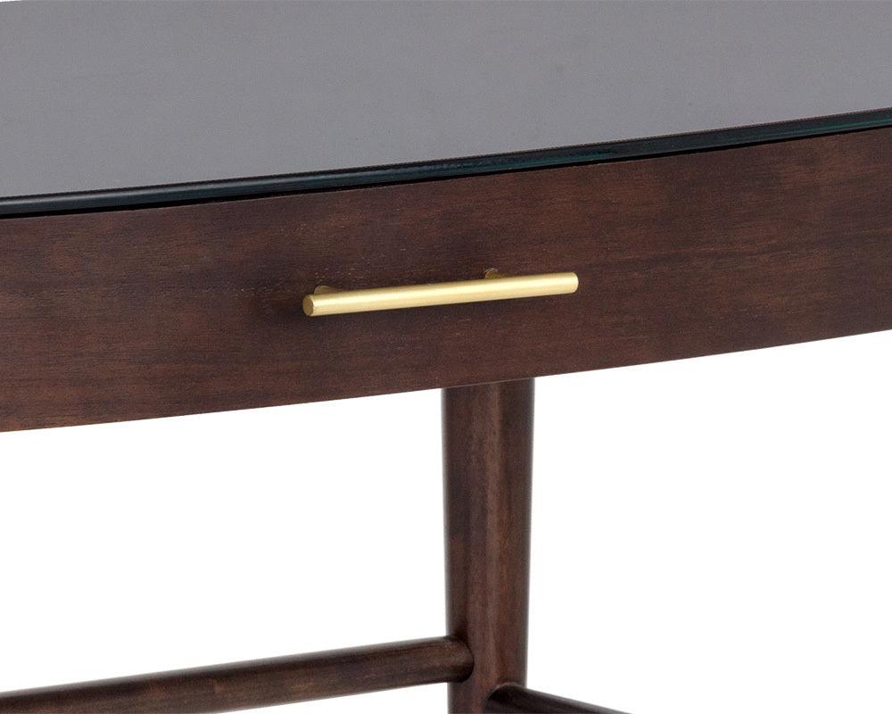 SUNPAN Desks - Osmond Desk Brown Wood | Glass