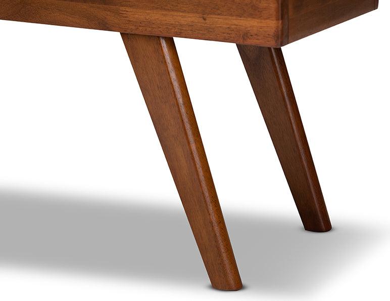 Wholesale Interiors Benches - Alona Mid-Century Modern Light Grey Fabric Upholstered Wood Dining Bench