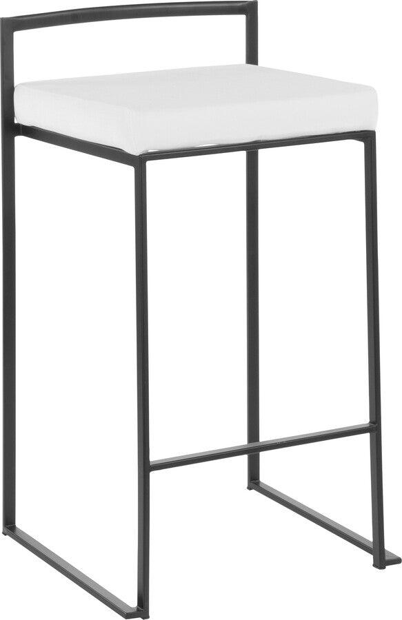 Lumisource Barstools - Fuji Contemporary Stackable Counter Stool in Black with White Velvet Cushion - Set of 2