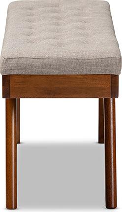 Wholesale Interiors Benches - Alona Mid-Century Modern Light Grey Fabric Upholstered Wood Dining Bench