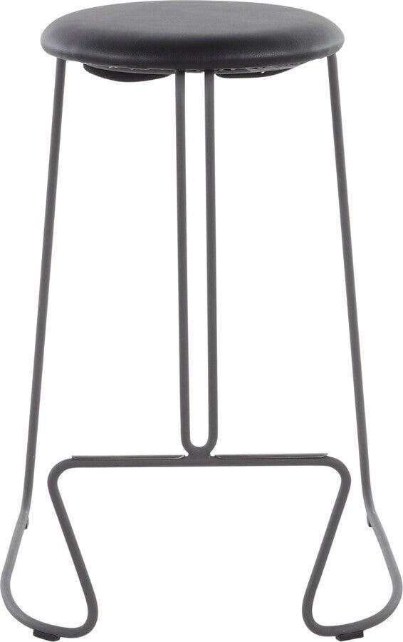 Lumisource Barstools - Finn Contemporary Counter Stool in Grey Steel and Black Faux Leather - Set of 2