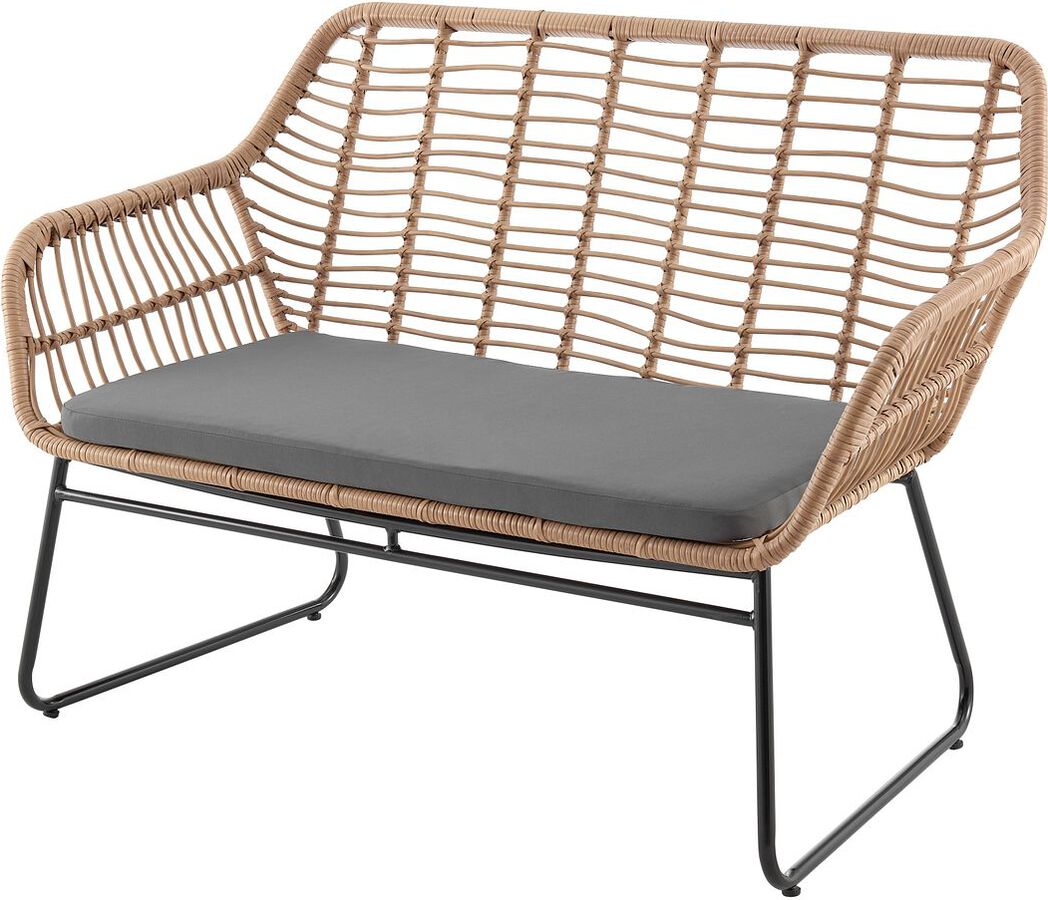 Manhattan Comfort Outdoor Conversation Sets - Antibes 2.0 Patio 4- Person Conversation Set with Coffee Table with Grey Cushions