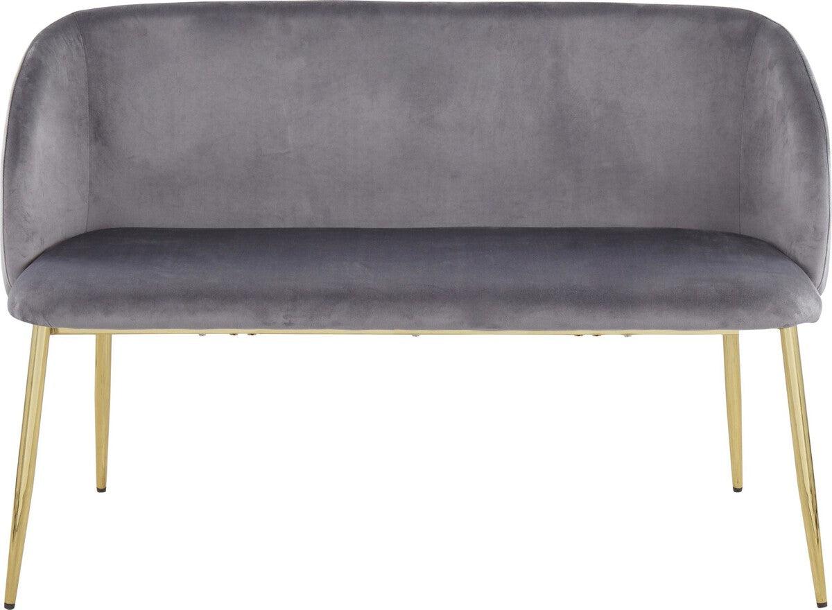 Lumisource Benches - Fran Glam Bench in Gold Steel and Grey Velvet