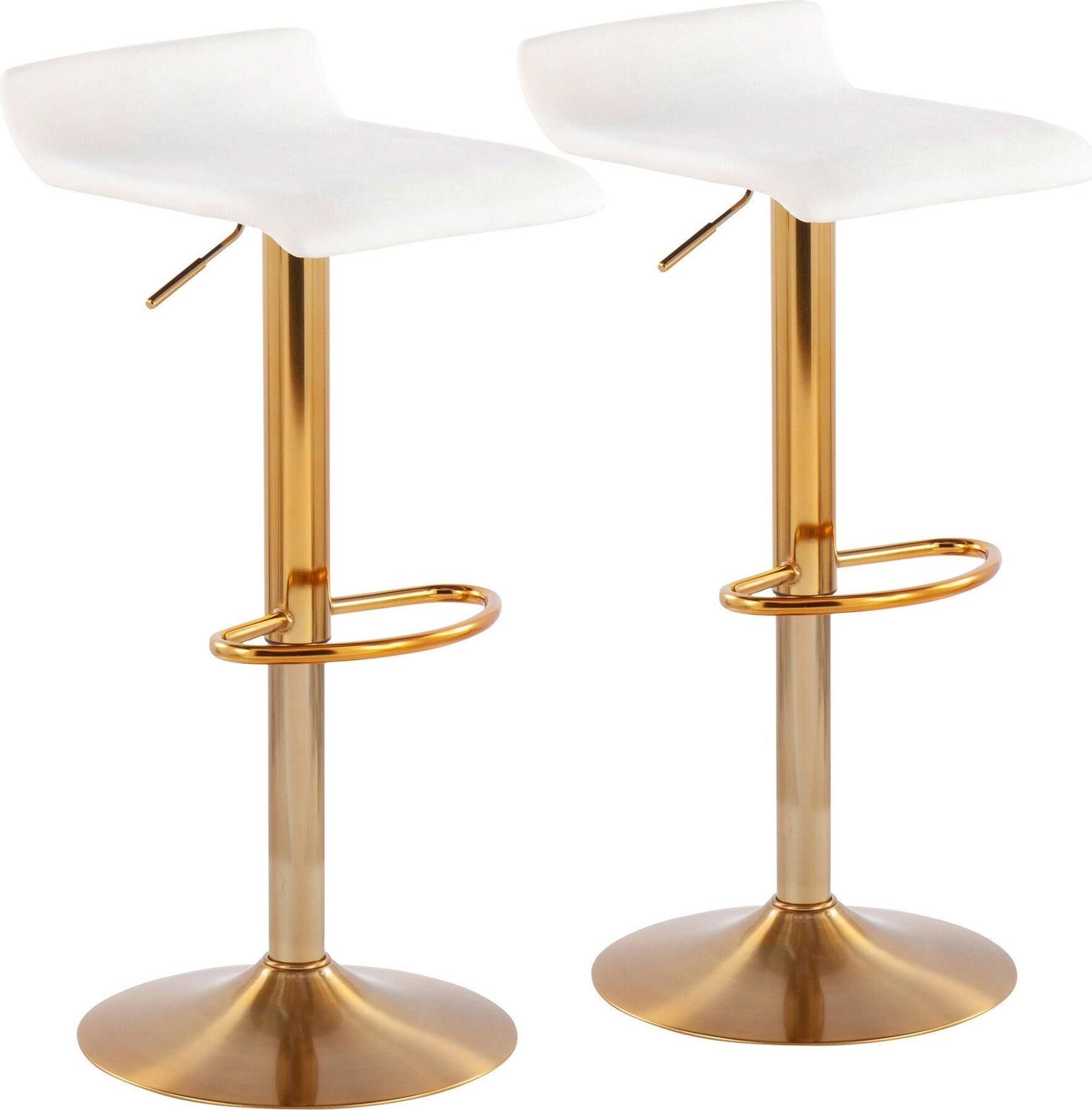 Lumisource Barstools - Ale Barstool (Set of 2) Gold Steel & Cream Velvet