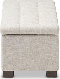 Wholesale Interiors Benches - Roanoke Modern And Contemporary Beige Fabric Upholstered Grid-Tufting Storage Ottoman Bench