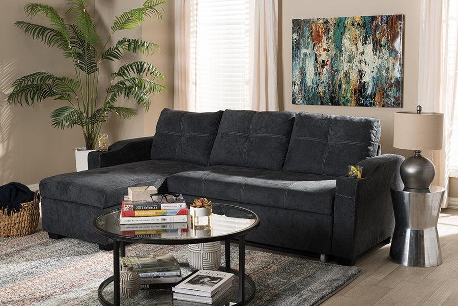 Wholesale Interiors Sectional Sofas - Lianna Modern And Contemporary Dark Grey Fabric Upholstered Sectional Sofa