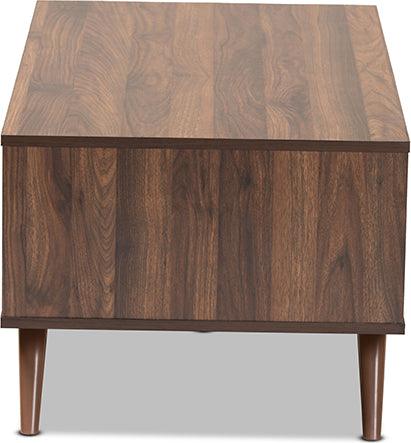 Wholesale Interiors Coffee Tables - Naoki Modern and Contemporary Two-Tone Grey and Walnut Wood 1-Drawer Coffee Table
