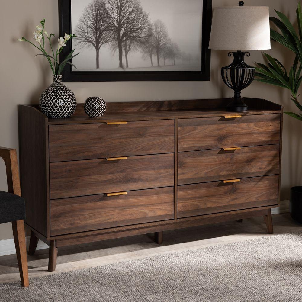 Wholesale Interiors Dressers - Lena 6-Drawer Dresser Walnut & Brown