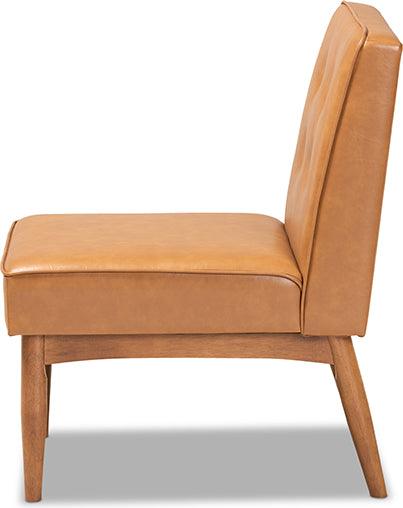 Wholesale Interiors Dining Chairs - Arvid Mid-Century Dining Chair Tan & walnut brown