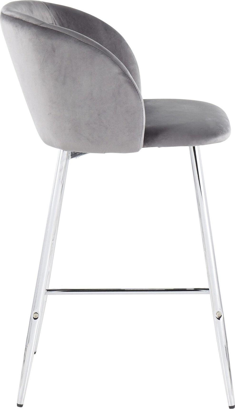 Lumisource Barstools - Fran Counter Stool Chrome & Gray (Set of 2)
