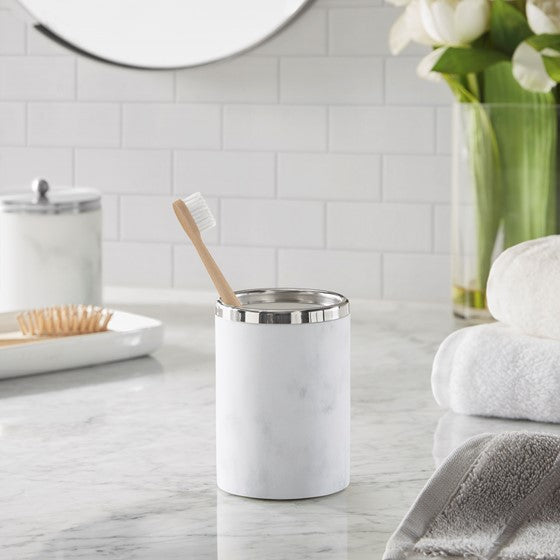 Olliix.com Bath Accessories - Silver Marbled Resin Tumbler Silver