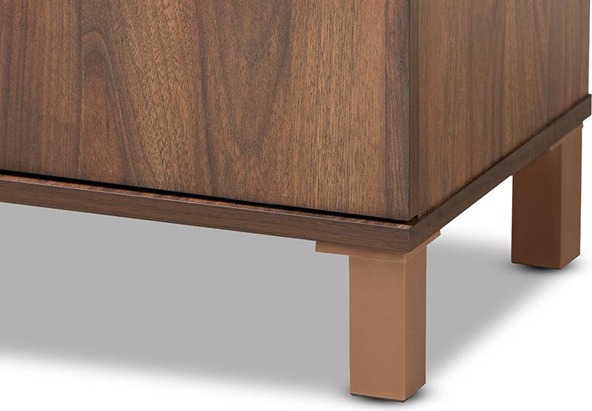 Wholesale Interiors Shoe Storage - Talon Two-Tone Walnut Brown and Dark Grey Finished Wood 2-Door Shoe Storage Cabinet