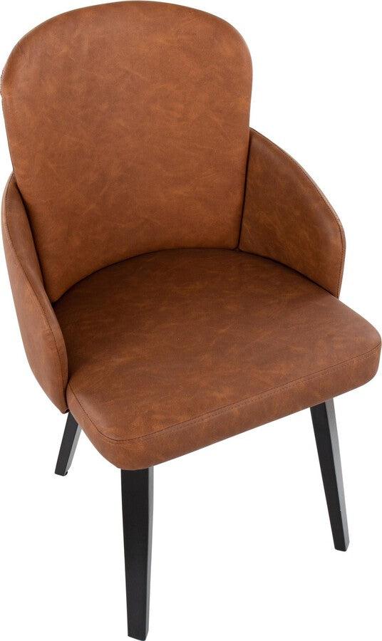 Lumisource Dining Chairs - Dahlia Contemporary Dining Chair In Black Wood & Camel Faux Leather With Chrome Accent (Set of 2)