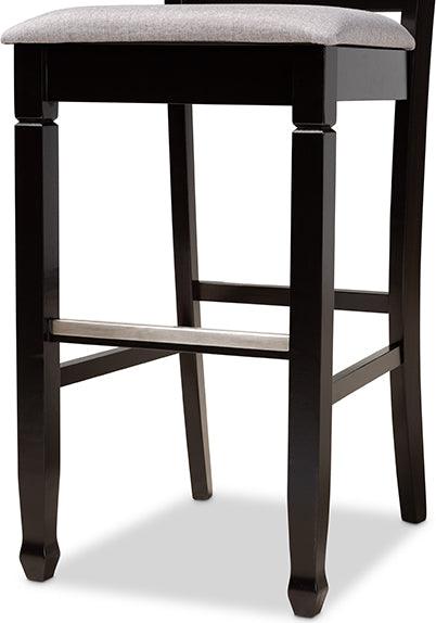Wholesale Interiors Barstools - Calista Grey Fabric Upholstered and Espresso Brown Finished Wood 2-Piece Bar Stool Set