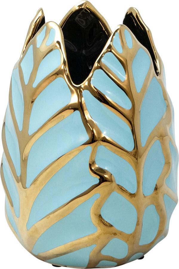 Sagebrook Home Vases - Ceramic 7.75"H Leaf Vase, Green