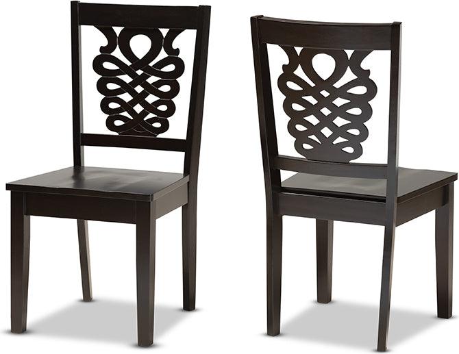 Wholesale Interiors Dining Chairs - Gervais Modern and Contemporary Transitional Dark Brown Finished Wood 2-Piece Dining Chair Set