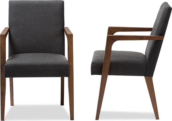 Wholesale Interiors Accent Chairs - Andrea Mid-Century Modern Dark Grey Upholstered Wooden Armchair (Set of 2)