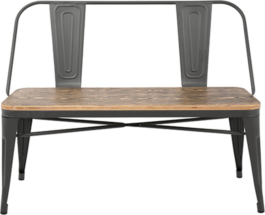 Lumisource Benches - Oregon Industrial-Farmhouse Bench in Grey and Brown