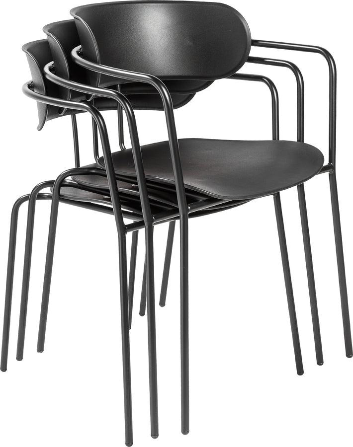 Euro Style Dining Chairs - Paris Stacking Armchair in Black with Black Legs - Set of 4