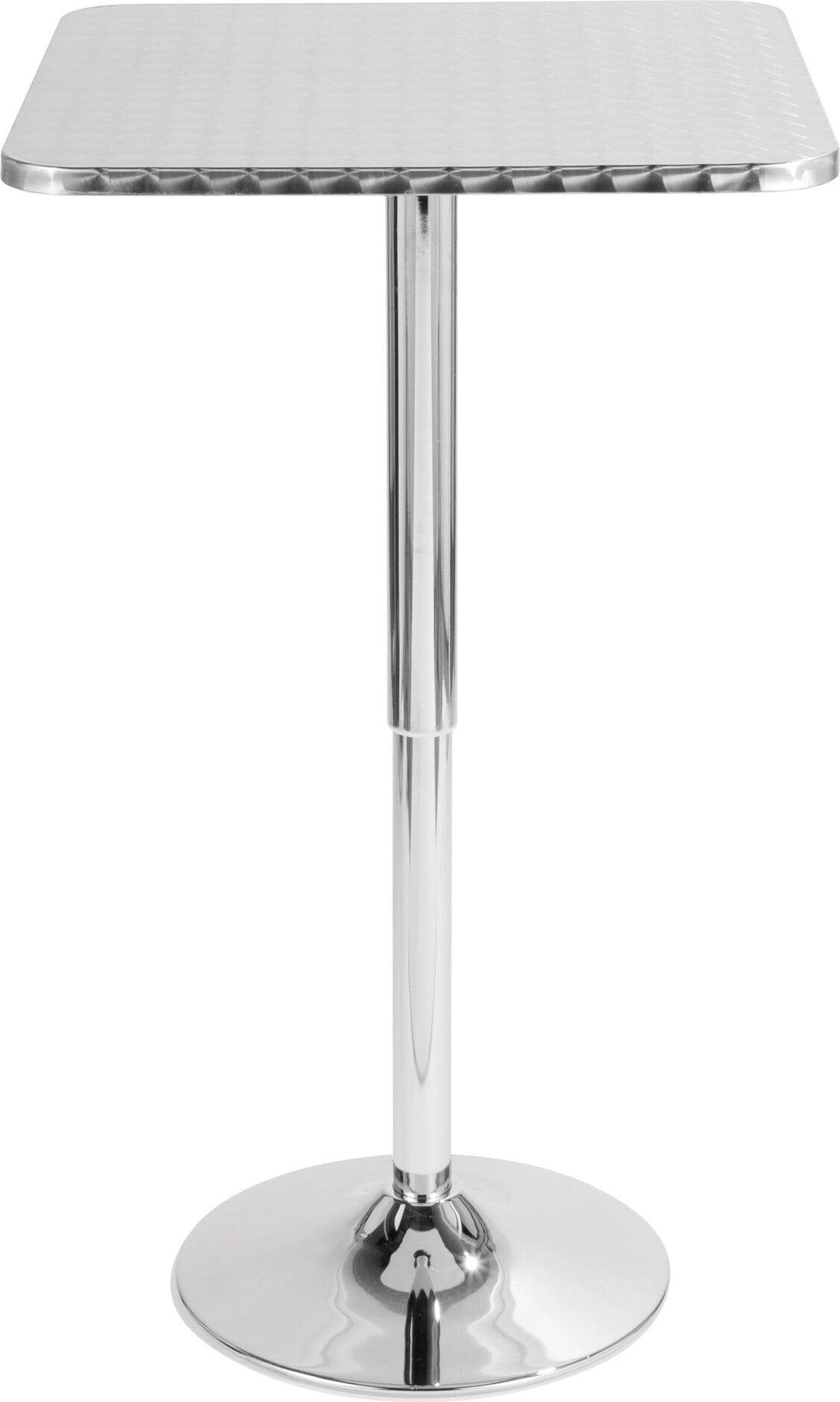 Lumisource Bar Tables - Bistro Contemporary Adjustable Square Bar Table in Silver