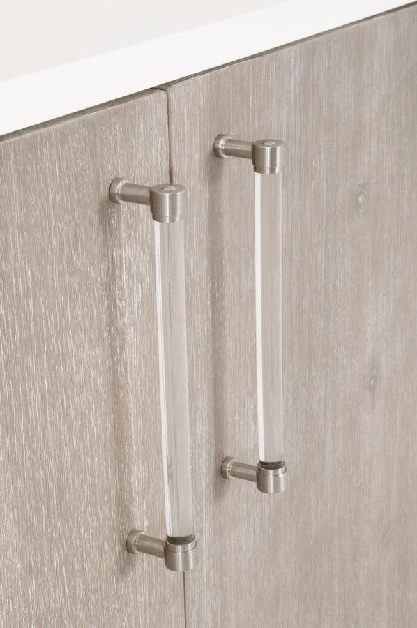 Essentials For Living TV & Media Units - Nouveau Media Sideboard Gray Natural Gray Acacia, Matte White, Brushed Stainless Steel