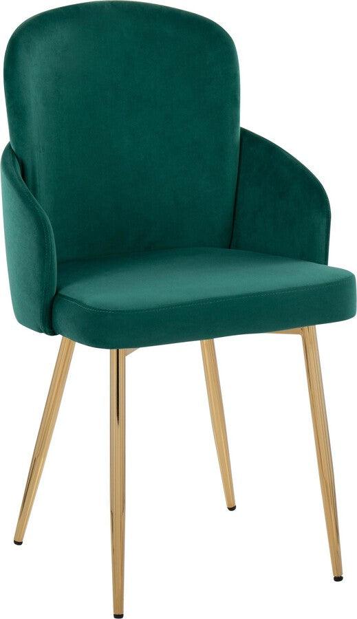 Lumisource Dining Chairs - Dahlia Contemporary Dining Chair In Gold Metal & Green Velvet With Gold Accent (Set of 2)