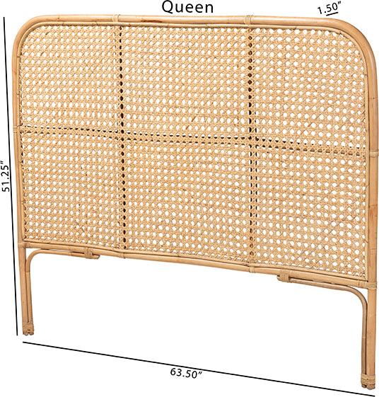 Wholesale Interiors Headboards - Linette Modern Bohemian Natural Rattan Queen Size Standalone Headboard