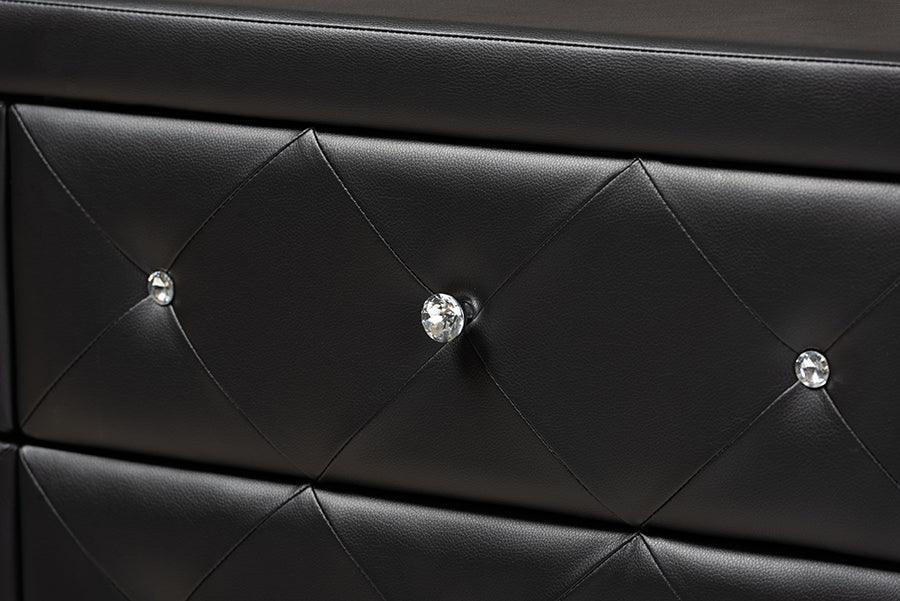 Wholesale Interiors Dressers - Luminescence Black Faux Leather Upholstered Dresser