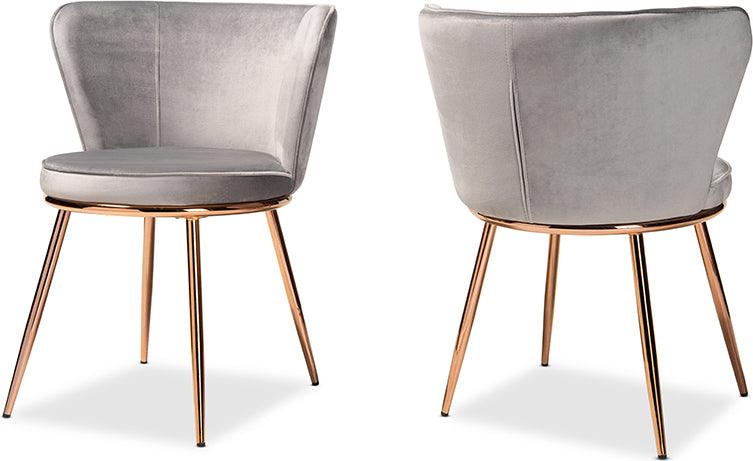 Wholesale Interiors Dining Chairs - Farah Glamour Dining Chair Gray & Rose Gold (Set of 2)