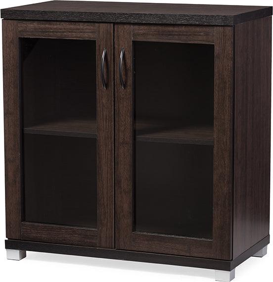 Wholesale Interiors Buffets & Cabinets - Zentra Modern and Contemporary Dark Brown Sideboard Storage Cabinet with Glass Doors