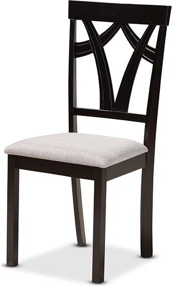 Wholesale Interiors Dining Sets - Rasa Grey Fabric Upholstered and Dark Brown Finished Wood 5-Piece Dining Set