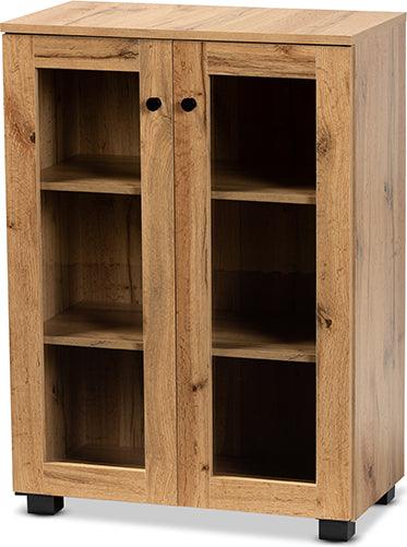 Wholesale Interiors Buffets & Cabinets - Mason Oak Brown Finished Wood 2-Door Storage Cabinet with Glass Doors