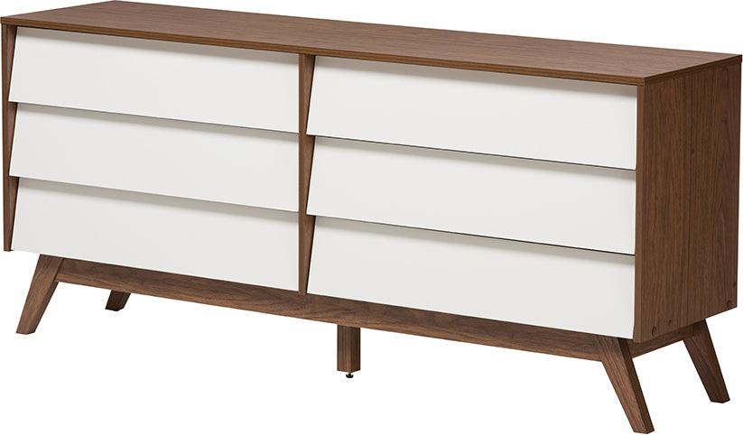 Wholesale Interiors Bedroom Sets - Hildon Mid-Century Modern Two-Tone White and Walnut Brown Finished Wood 3-Piece Storage Set