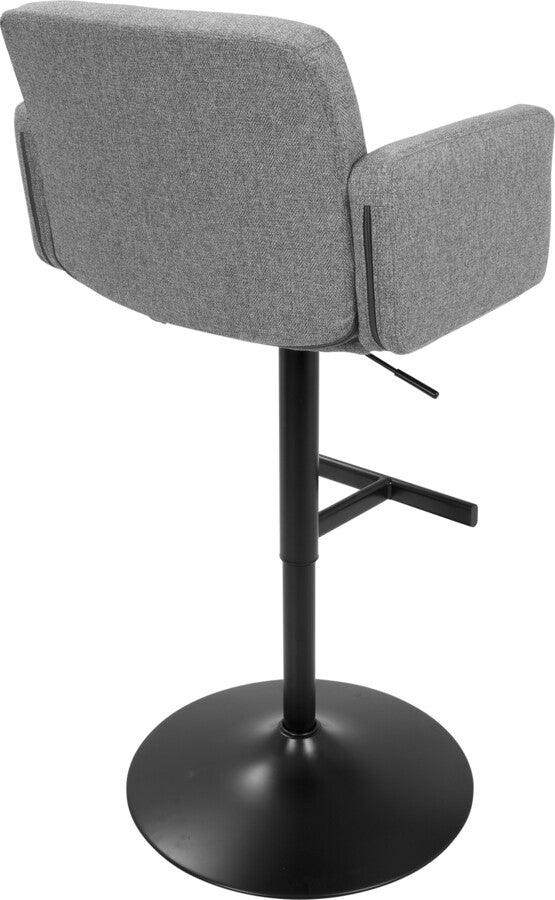 Lumisource Barstools - Stout Contemporary Adjustable Barstool with Swivel in Black with Grey Fabric