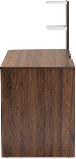 Wholesale Interiors Desks - Tobias Mid-Century Modern White and Brown Finished Wood Storage Desk with Shelves