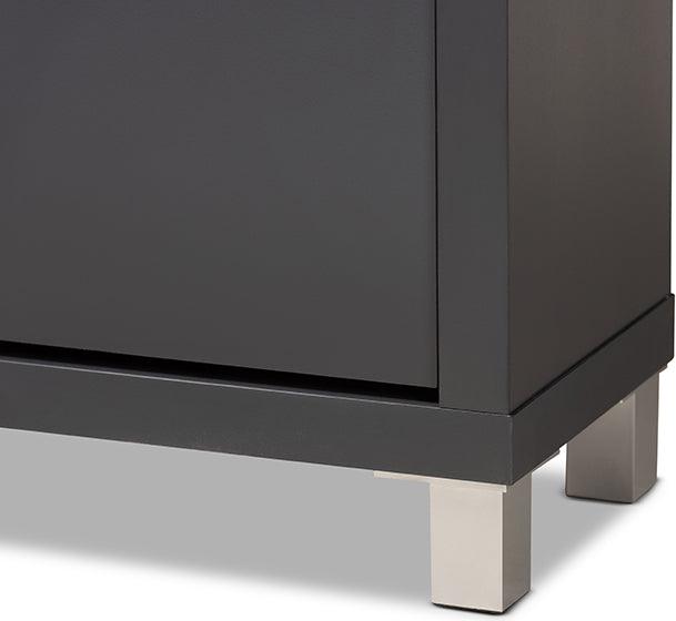 Wholesale Interiors Shoe Storage - Simms Contemporary Dark Grey Wood Shoe Storage Cabinet with 6 Fold-Out Racks